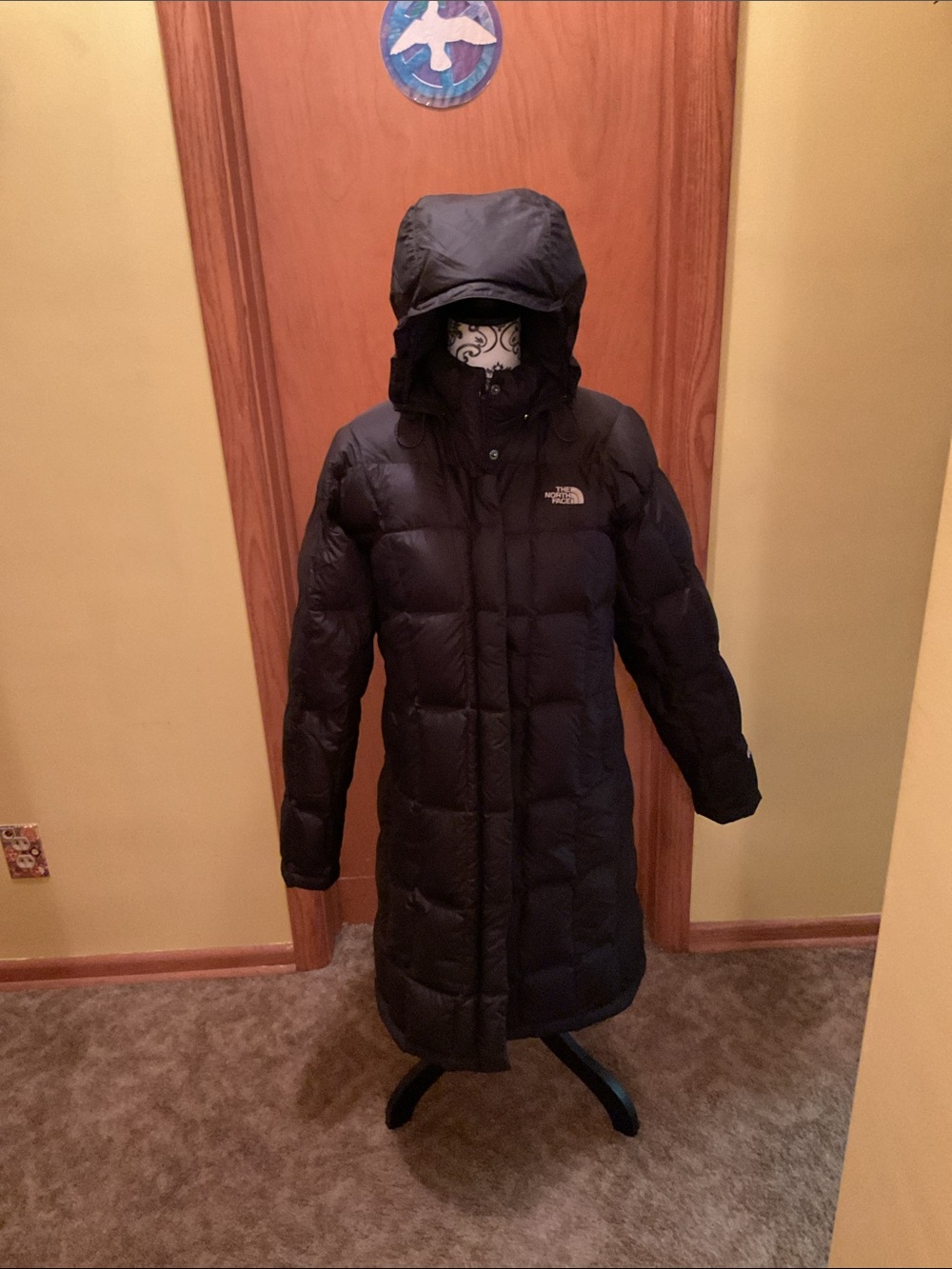 The North Face Women's Black Long Quilted Puffer Coat with Hood